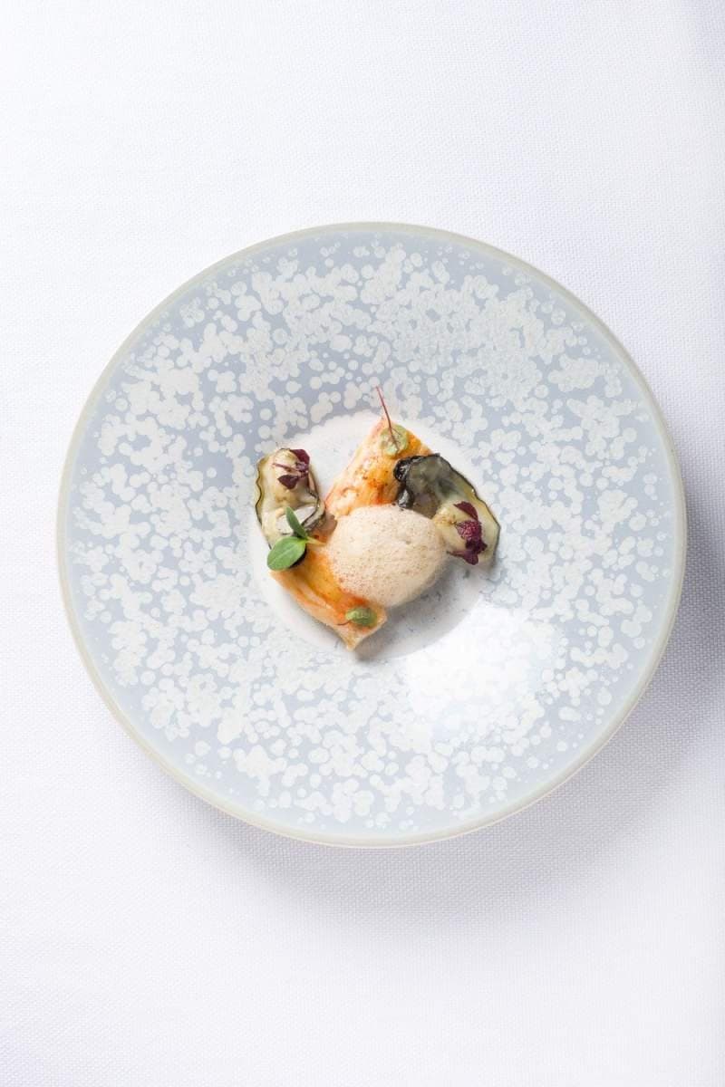Caviar Kristal with royal crab and grilled oysters, a Coutanceau signature.